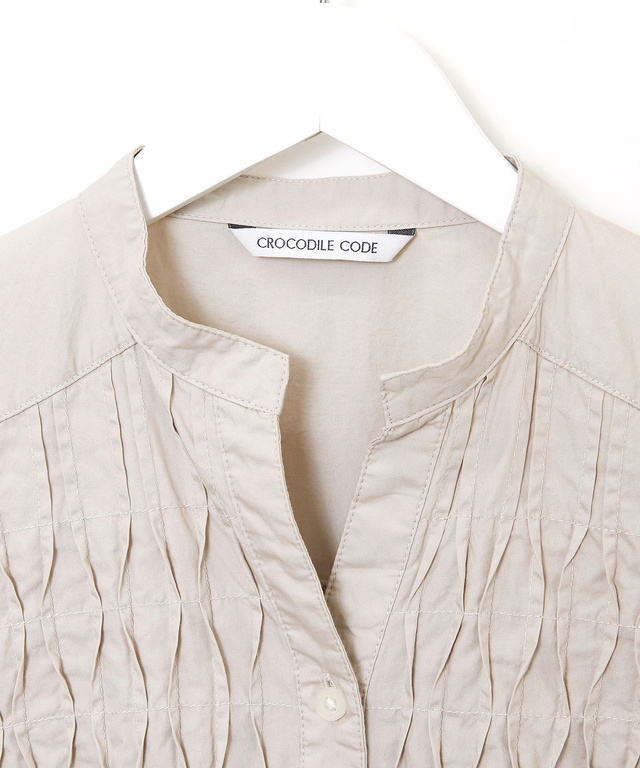 ピンタック バンドカラー ブラウス