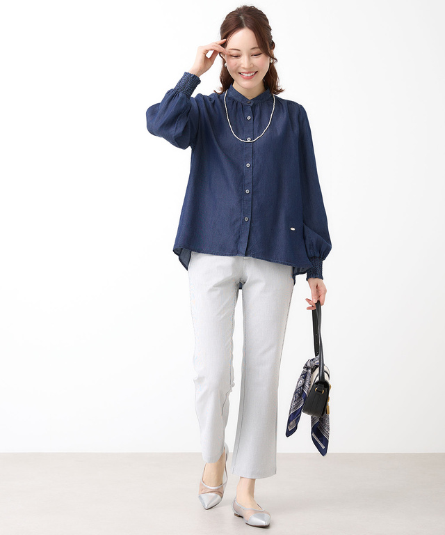 フロントギャザー ブラウス