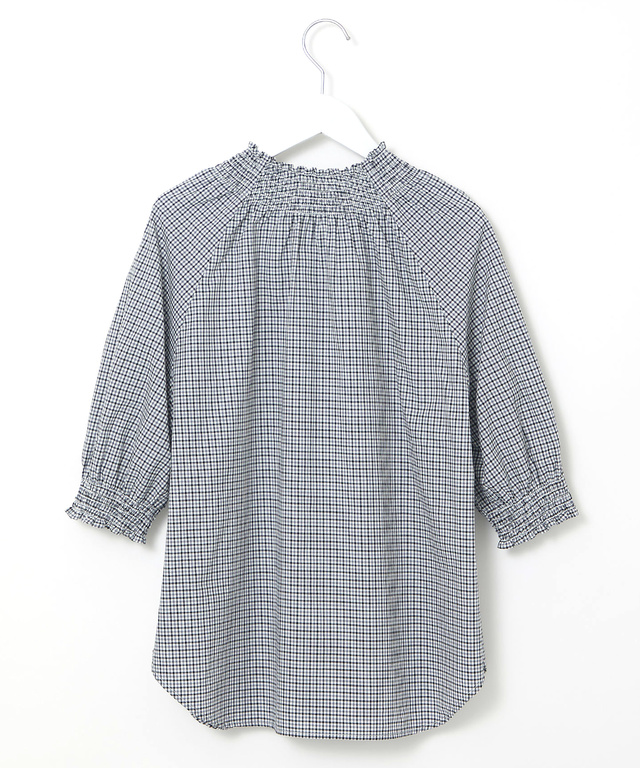 ギンガムチェック 七分袖 ブラウス