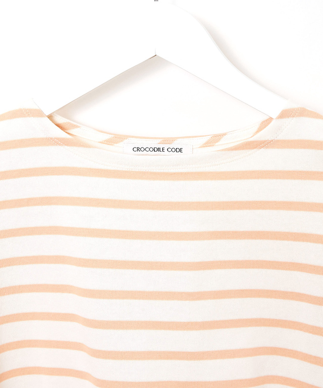 コットンブレンド ボートネック 長袖Tシャツ