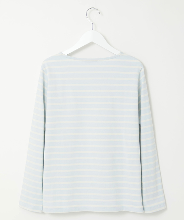 コットンブレンド ボートネック 長袖Tシャツ