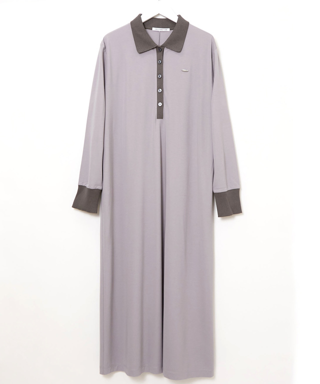 ポロ襟 カット ワンピース