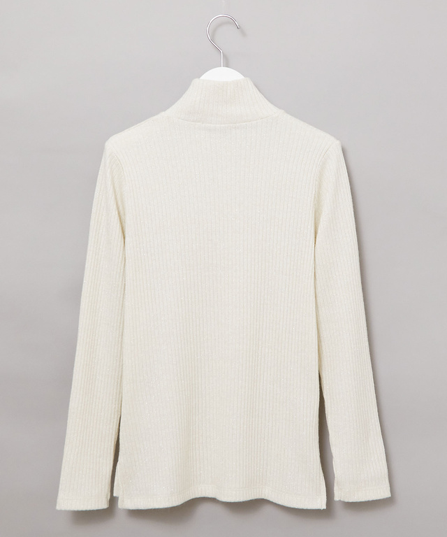 ラメ糸 ハイネック カットソー