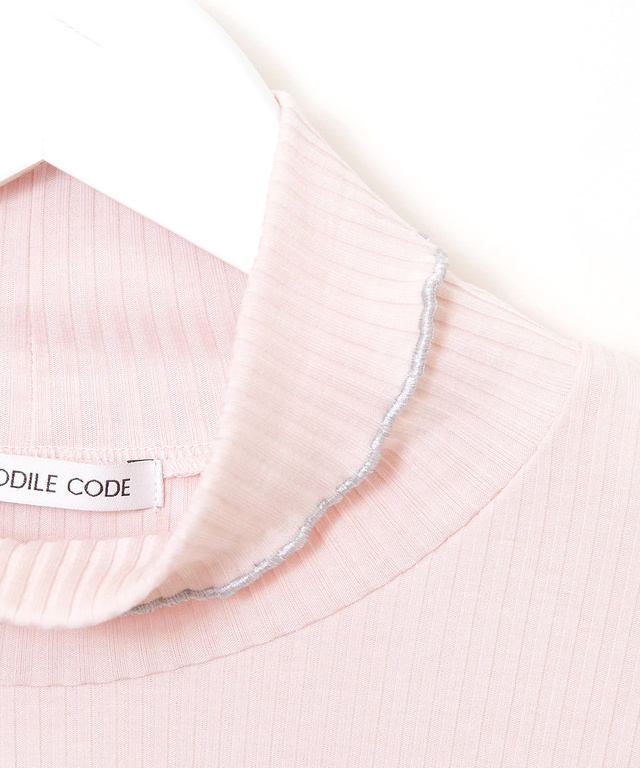 メロー配色フリルネック カットソー