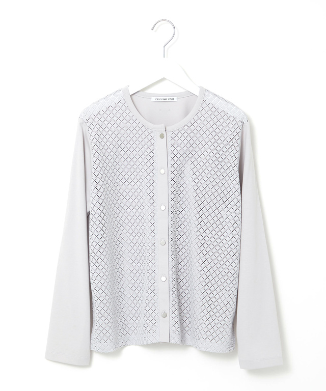 レース 切替 カーディガン