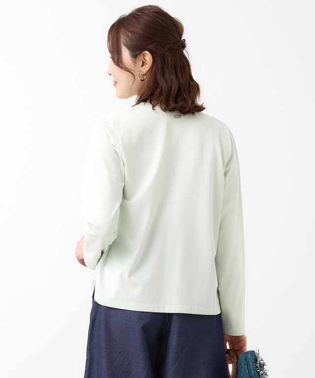 レース 切替 カーディガン