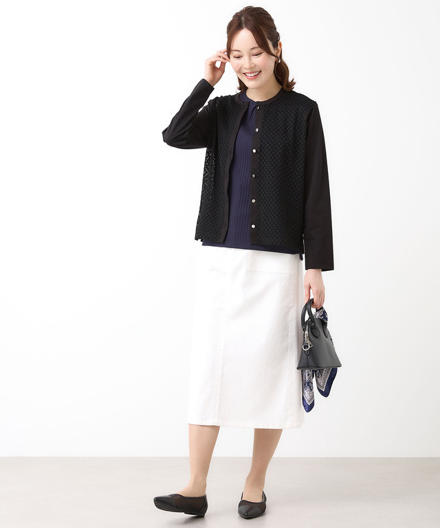 レース 切替 カーディガン