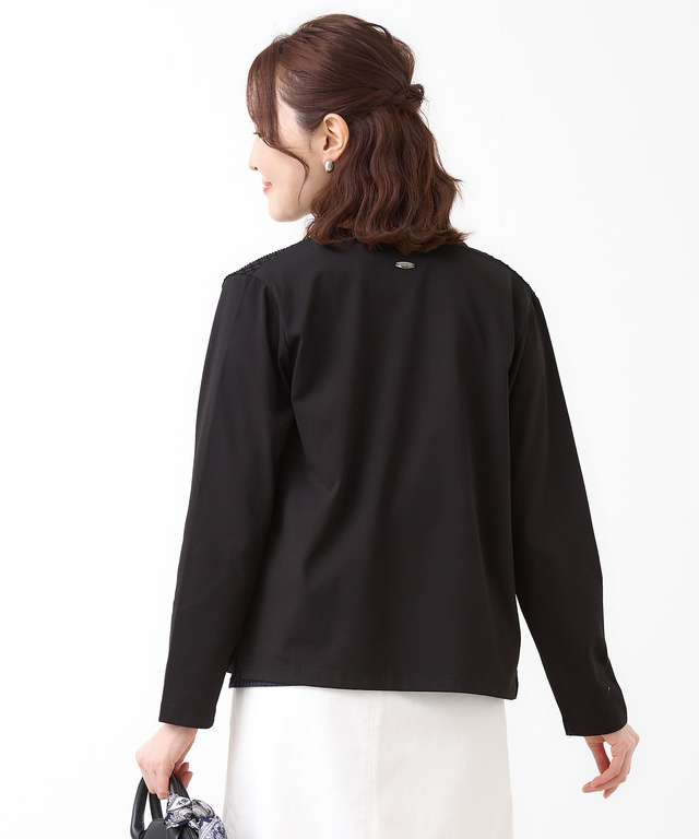 レース 切替 カーディガン