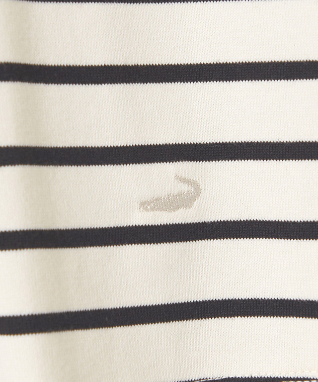 リブ切り替え ボーダー ロングTシャツ