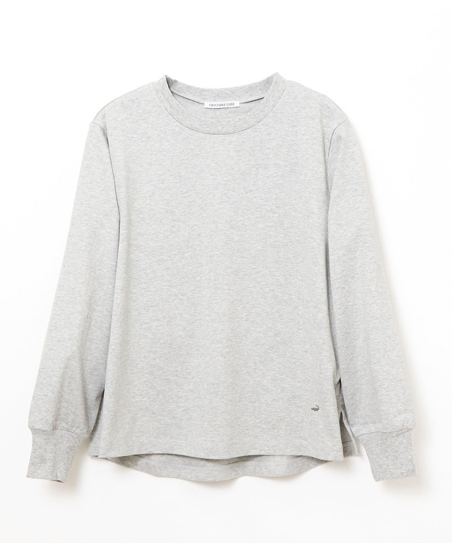 リブ切り替え ボーダー ロングTシャツ