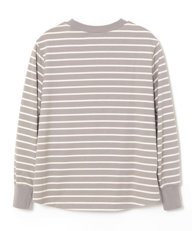 リブ切り替え ボーダー ロングTシャツ