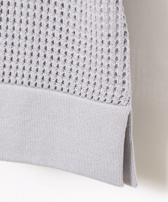 メッシュ編み ニット ポロベスト