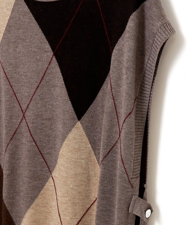 ウールブレンド アーガイル ベスト