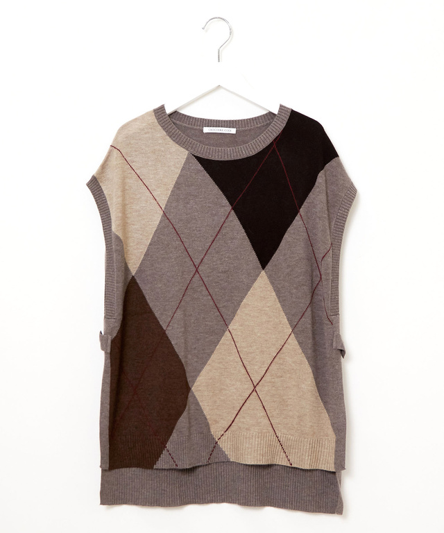 ウールブレンド アーガイル ベスト