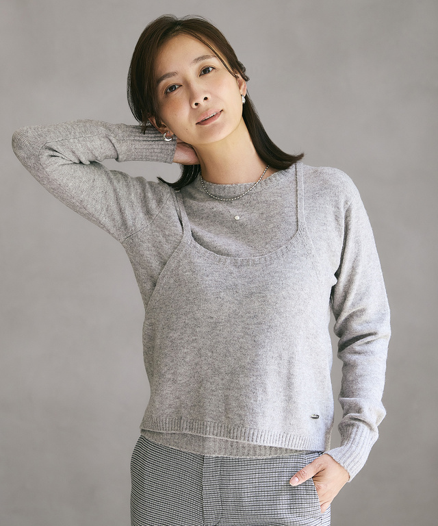 ウールブレンド キャミソール付き デザイン セーター