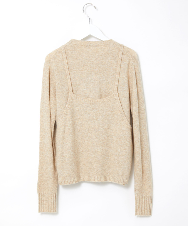 ウールブレンド キャミソール付き デザイン セーター