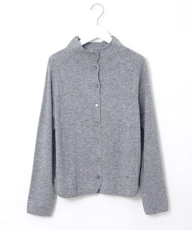 ウールブレンド ボトルネック カーディガン