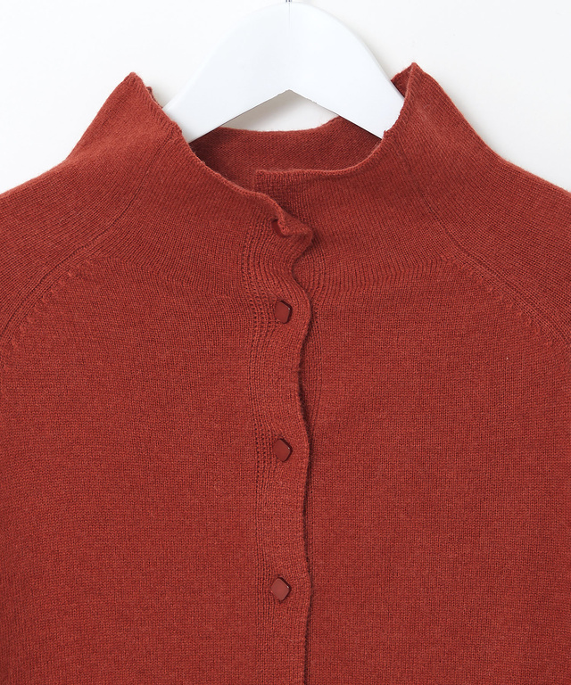 ウールブレンド ボトルネック カーディガン