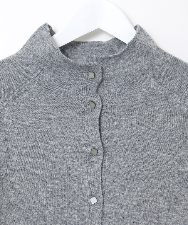 ウールブレンド ボトルネック カーディガン