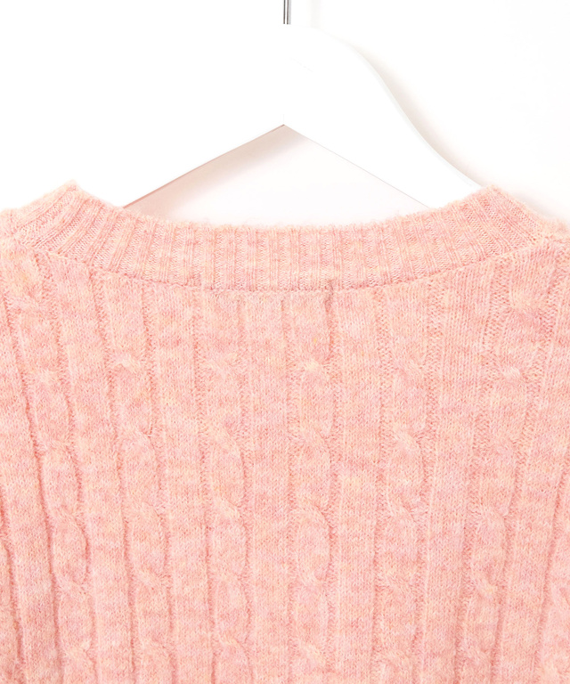 ウールブレンド ケーブル柄 ニット【手洗いOK】