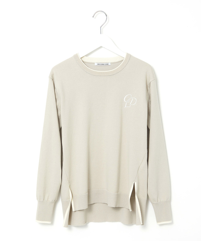 配色 ニット プルオーバー【手洗いOK】