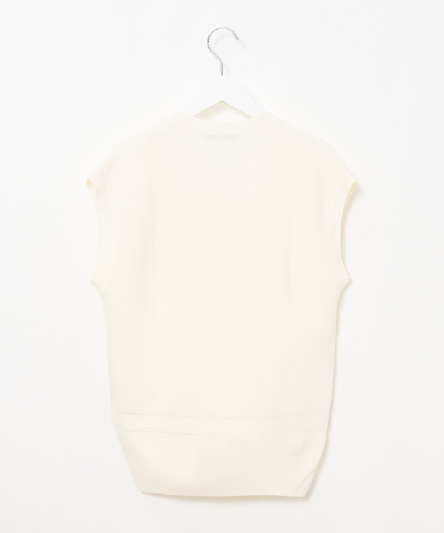 裾編み柄 Vネックベスト【手洗いOK】