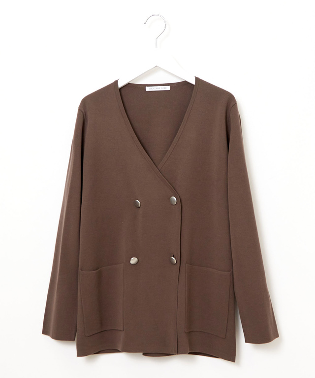 ダブルボタン ニット ジャケット【手洗いOK】