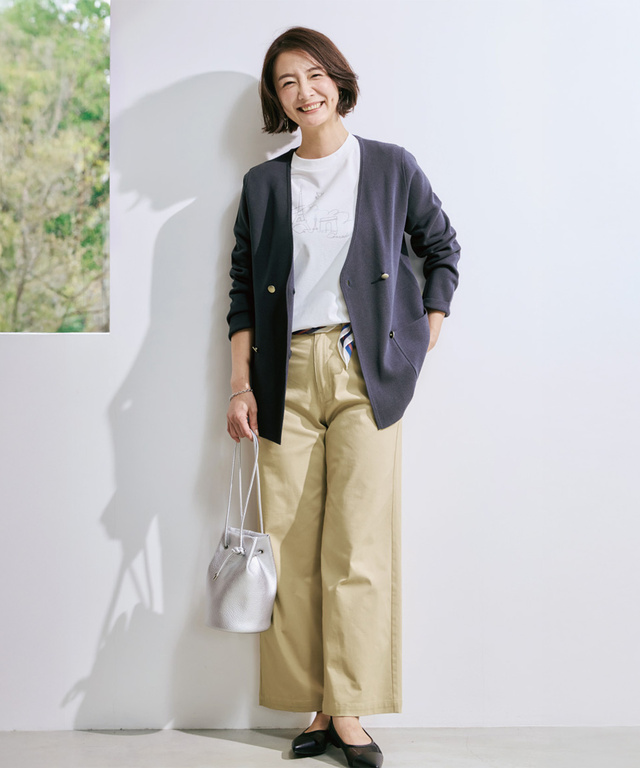 ダブルボタン ニット ジャケット【手洗いOK】