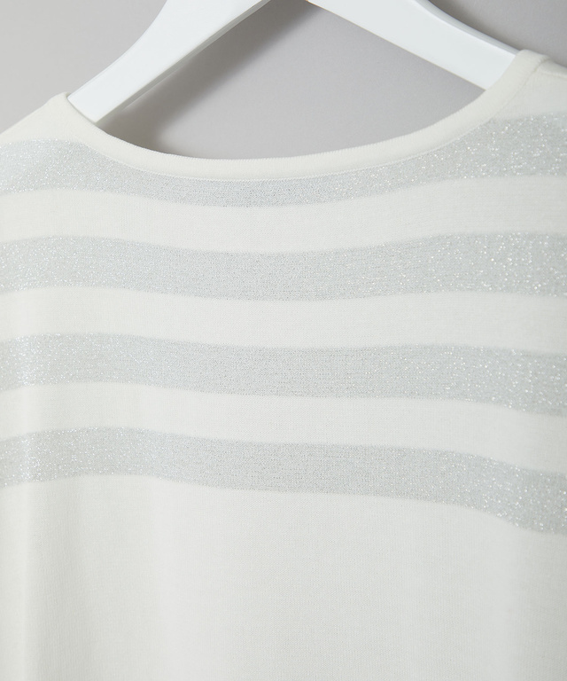 ラメボーダー ドルマンニット【手洗いOK】【オンラインショップ・一部店舗限定】