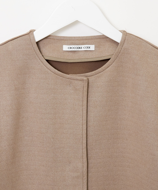 微起毛素材 ノーカラー ブルゾン