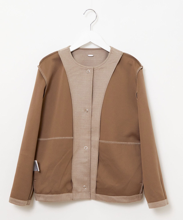 微起毛素材 ノーカラー ブルゾン