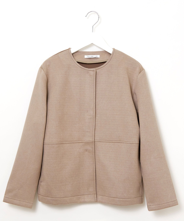 微起毛素材 ノーカラー ブルゾン