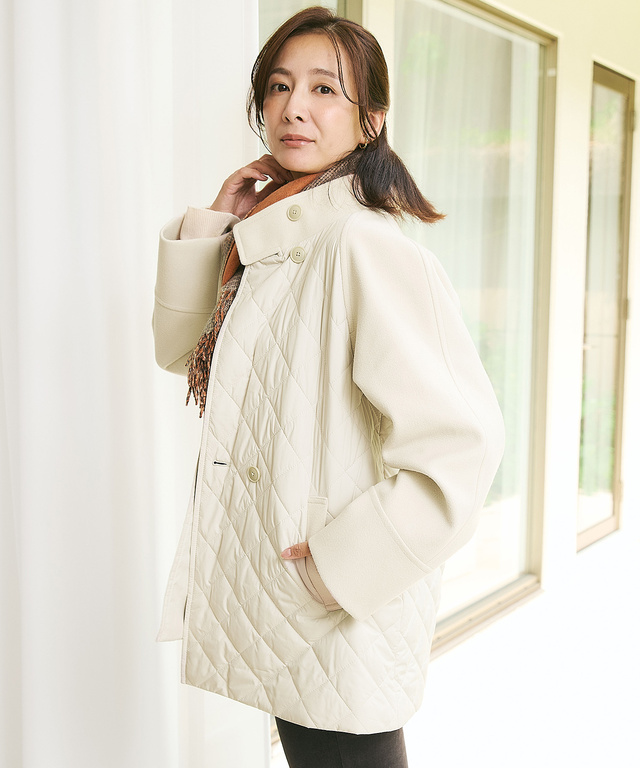 異素材 中綿キルティング ジャケット