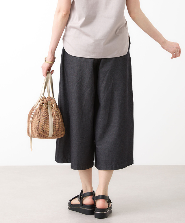 デニムライク ストレッチ ワイドパンツ