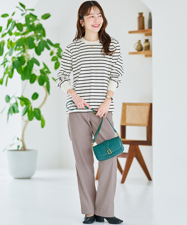 起毛 ストレート スリムパンツ