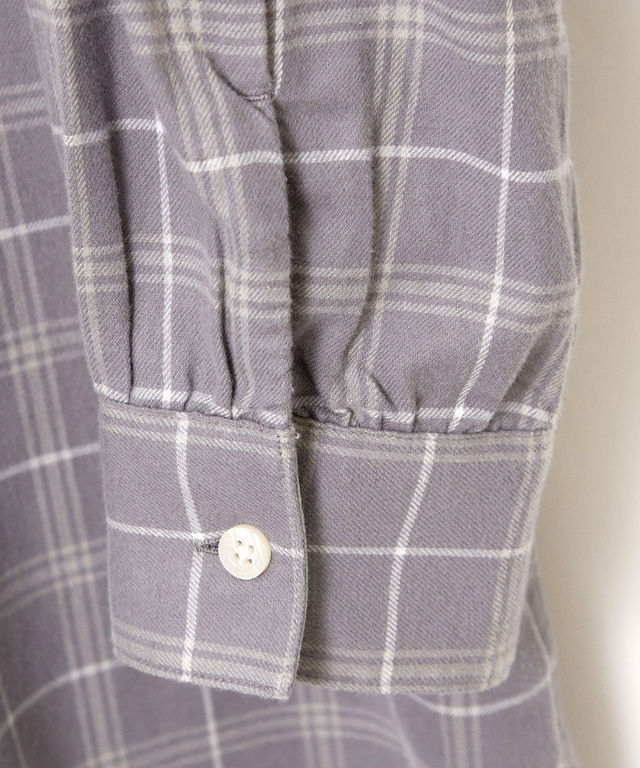 起毛 襟フリル チェックチュニック