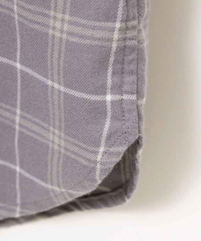 起毛 襟フリル チェックチュニック