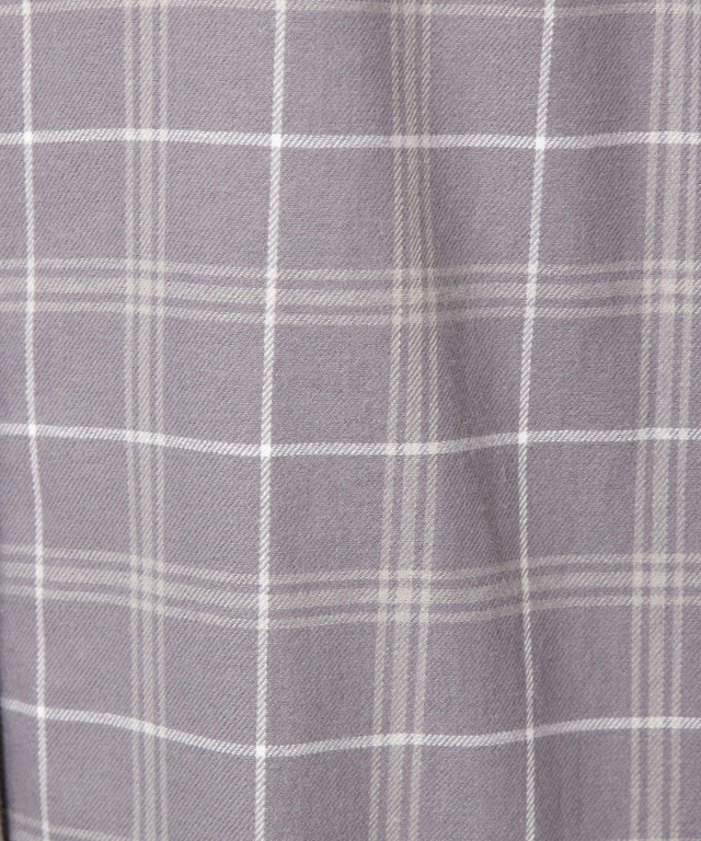 起毛 襟フリル チェックチュニック