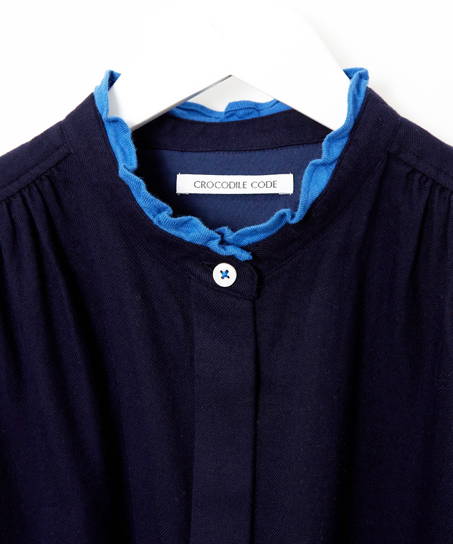 襟フリル 比翼 チュニック