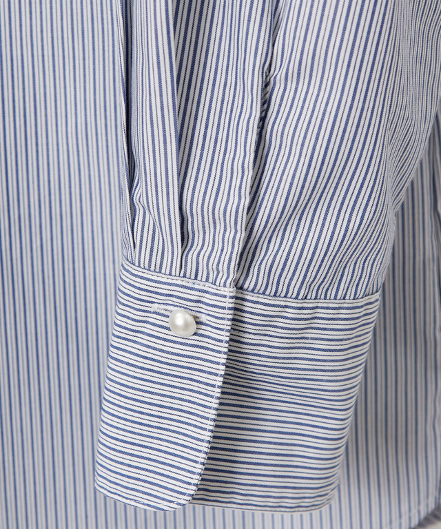 ギャザーデザイン ストライプ柄 チュニック