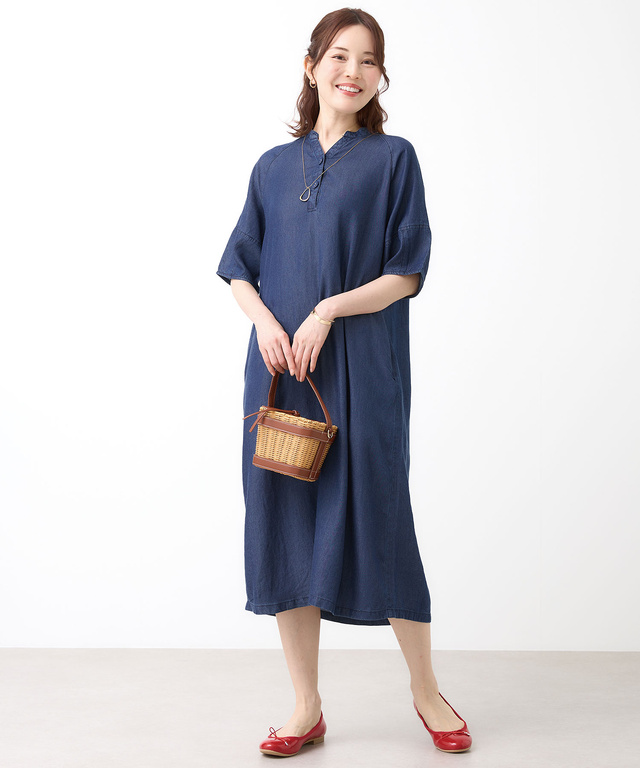 デニムライク ワンピース【オンラインショップ・一部店舗限定】