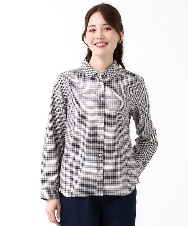 クロコダイルタータン レギュラーカラー ブラウス