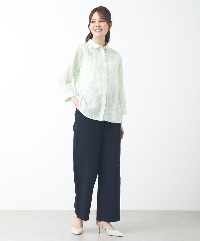 カラミクロスドビー チェック ブラウス【JAPAN FABRIC】