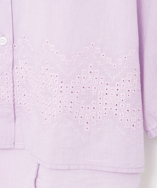 コットン 裾刺繍 ブラウス