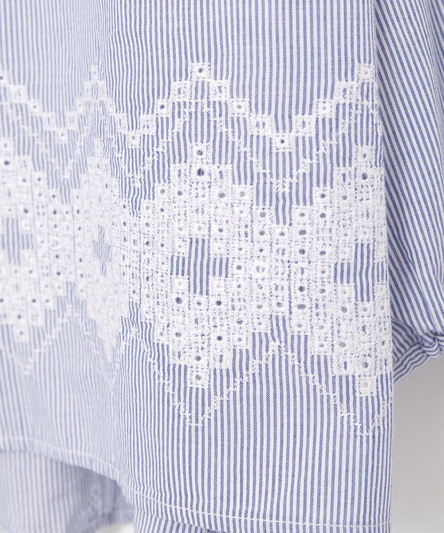 コットン 裾刺繍 ブラウス