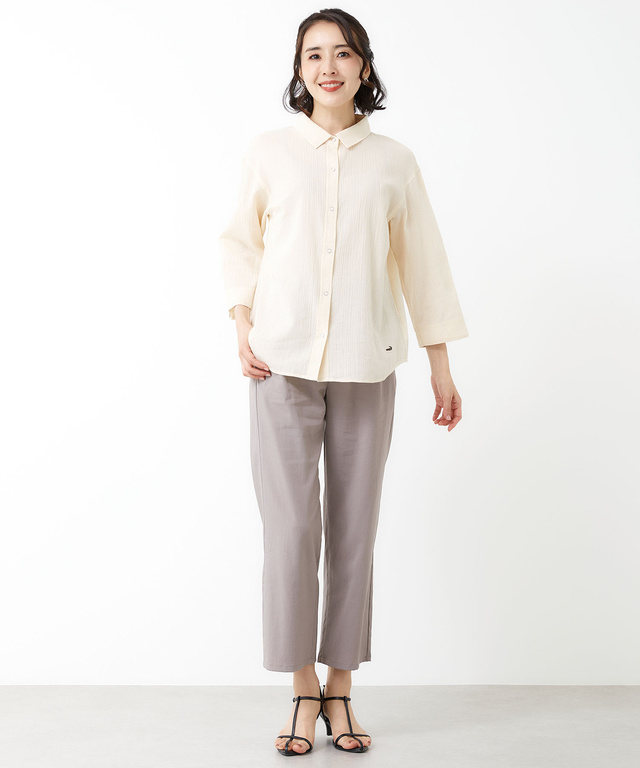 高島チヂミ ドットボタン ブラウス【JAPAN FABRIC】