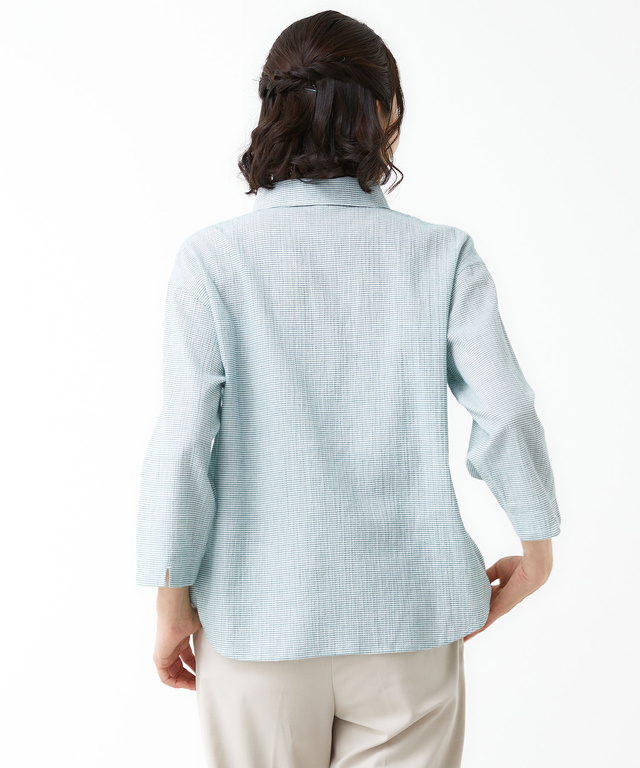 高島チヂミ ドットボタン ブラウス【JAPAN FABRIC】