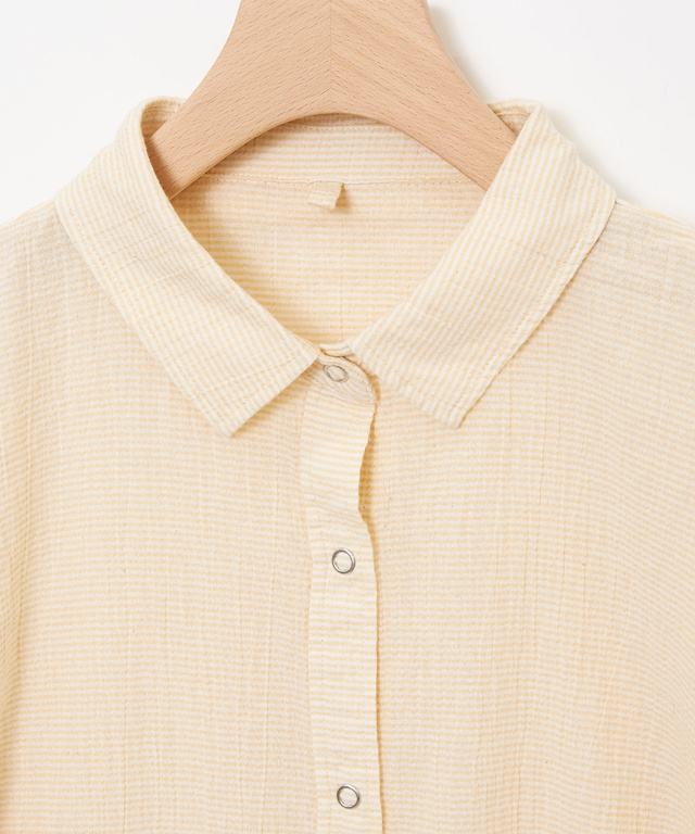 高島チヂミ ドットボタン ブラウス【JAPAN FABRIC】