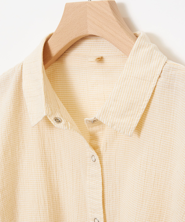 高島チヂミ ドットボタン ブラウス【JAPAN FABRIC】