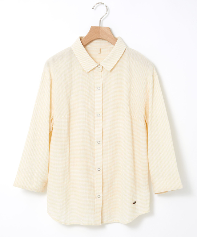 高島チヂミ ドットボタン ブラウス【JAPAN FABRIC】